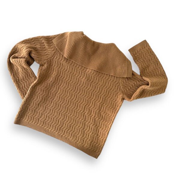 THEORY Wool/Cashmere Cable Knit Sailor V-Neck LS Wm Sweater Sz Lrg EUC - Picture 7 of 7